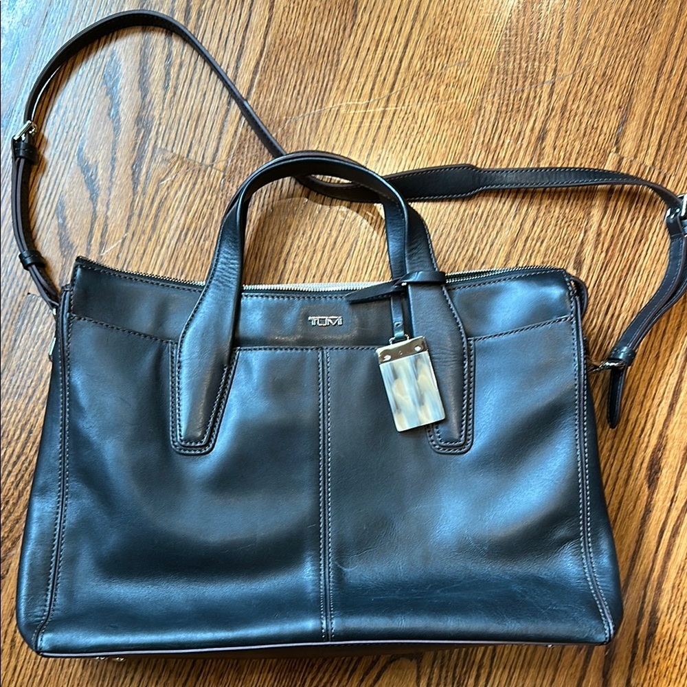Tumi Black Satchel Bag with Classic Design